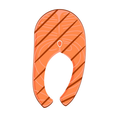 Grilled salmon steak on a white background. Fishのイラスト素材