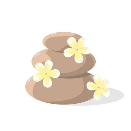 Massage stones with yellow flowers. spaのイラスト素材
