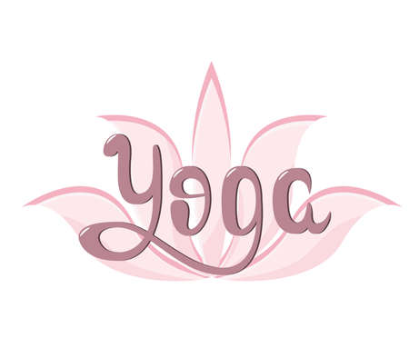 The inscription yoga on the background of a lotus. Letteringのイラスト素材