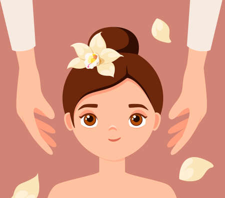 A girl on spa treatments. cartoon design.のイラスト素材