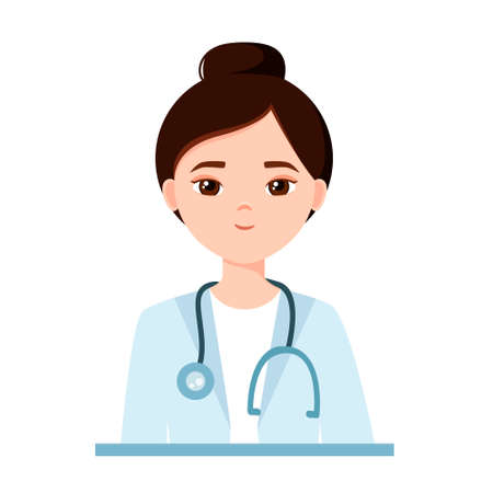A female doctor on a white background. cartoon design. vector illustration.のイラスト素材