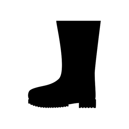 Black silhouette of a boot on a white background.のイラスト素材