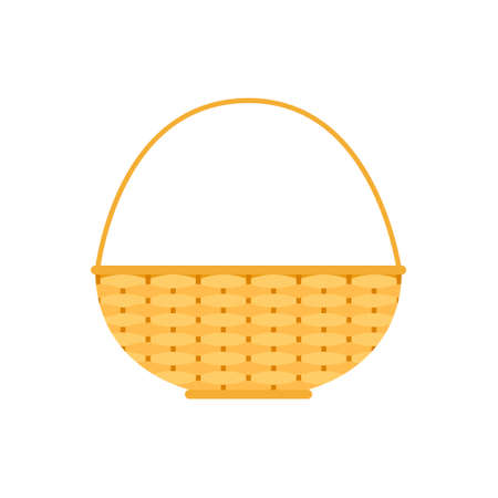 Wicker basket on a white background. flat design.のイラスト素材