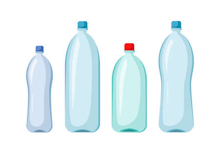 A set of plastic bottles on a white background. cartoon design.のイラスト素材