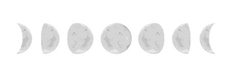 Moon phases on a white background. flat design.のイラスト素材