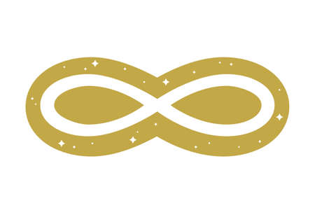 Magic infinity sign with stars on a white background.