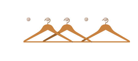 Wooden hangers on a white background. cartoon design.のイラスト素材