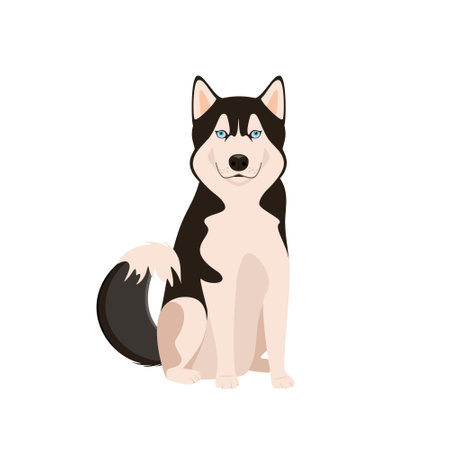 Cute husky on a white background. cartoon design.のイラスト素材