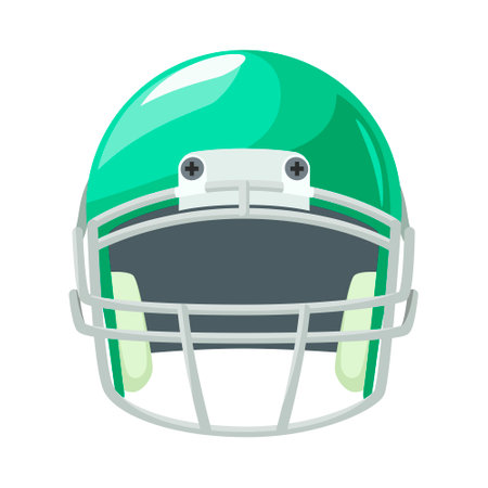 Green helmet for American football on a white background. cartoon design.のイラスト素材