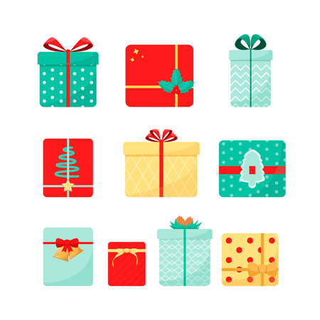 A set of gift boxes on a white background. flat design.のイラスト素材
