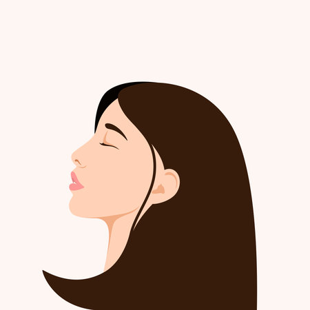 Beautiful Asian woman. portrait. profile.のイラスト素材