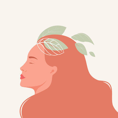 A beautiful woman in profile. portrait. cartoon design.のイラスト素材