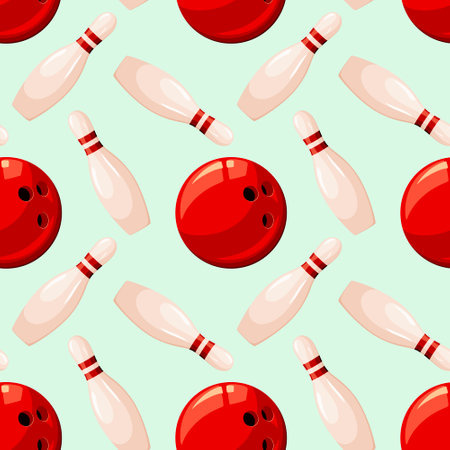 Seamless pattern with pins and bowling balls. cartoon design.のイラスト素材