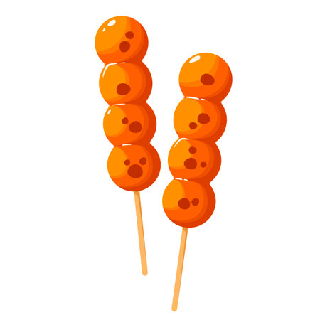 Mitarashi dango on a white background. Japanese food.のイラスト素材