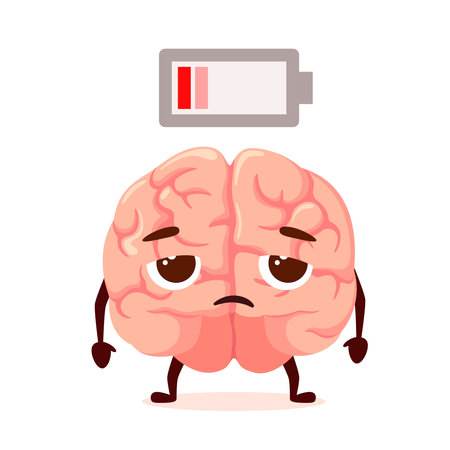 Tired human brain on a white background. dead batteryのイラスト素材