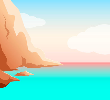 Summer landscape of the sea.のイラスト素材