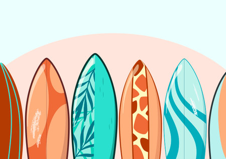 Surfboards. cartoon design. water sport.のイラスト素材