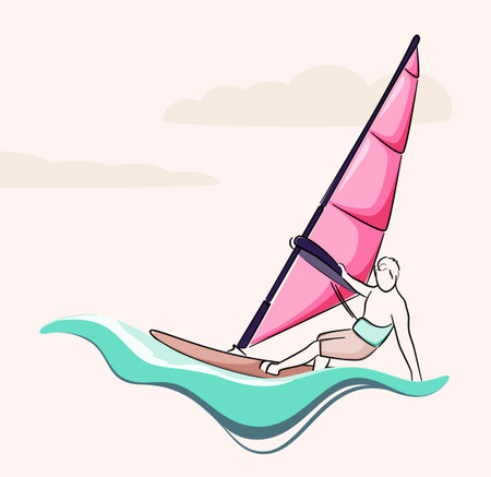 windsurfing. water sports. Active leisure. Sailing.のイラスト素材