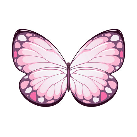 Pink butterfly on a white background.のイラスト素材