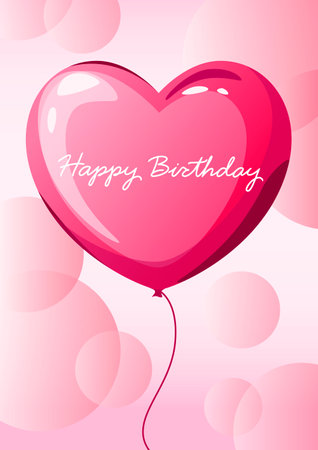 A greeting card with a pink balloon. Happy Birthday.のイラスト素材