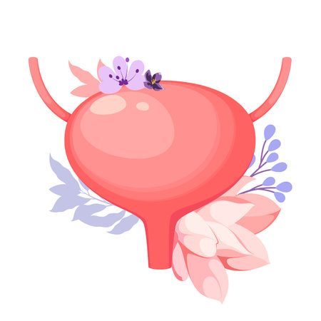 Bladder decorated with flowers. A human organ. Vector illustration.のイラスト素材