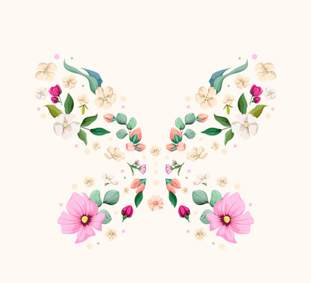 A flower butterfly. Beautiful summer illustration. Vector.のイラスト素材