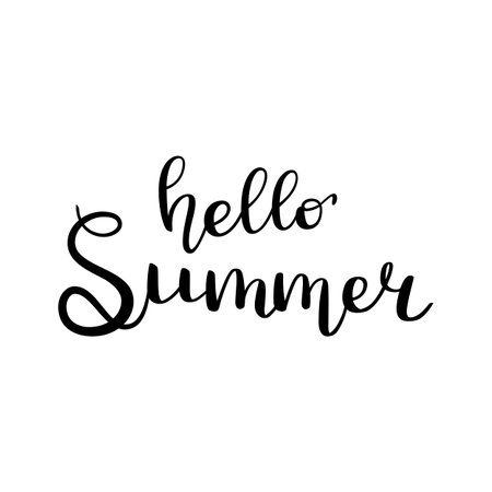 Hello summer. Lettering on a white background. Vector.のイラスト素材