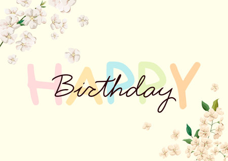 Happy Birthday. Greeting card with flowers. Vector.のイラスト素材