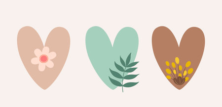 A set of cute hearts. Decor elements. Vector.のイラスト素材