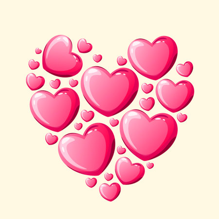 A heart made of pink hearts. Vector.のイラスト素材