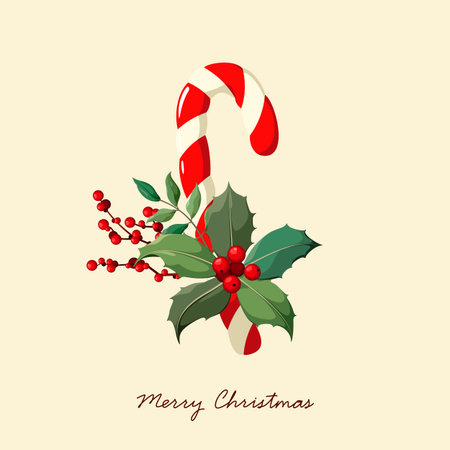 Merry Christmas. Holiday card with a candy. Vector.のイラスト素材