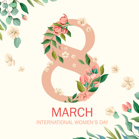 International Women's Day. A greeting card. March 8th. Vector illustration.のイラスト素材