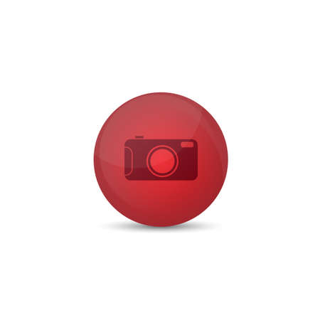 Red round button with camera iconのイラスト素材