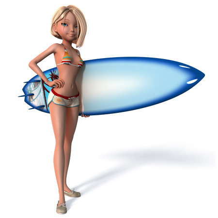 Girl with surfboardの写真素材