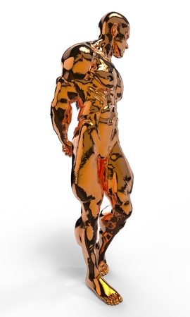 Gold bodybuilder figure in various poses and anglesの写真素材