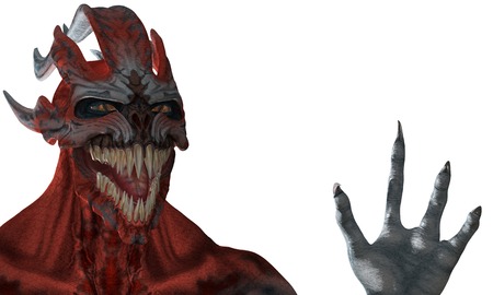 The Monster with his hand raised isolated from the background