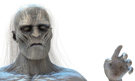 Zombie isolated from the background with his hand raised