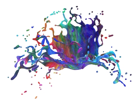 Multicolored paint splash Isolated on white background.の写真素材