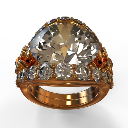 Three-dimensional render jewellery ring on a white background.の写真素材
