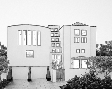 Imitation Black and white drawing of the home in the open air.の写真素材