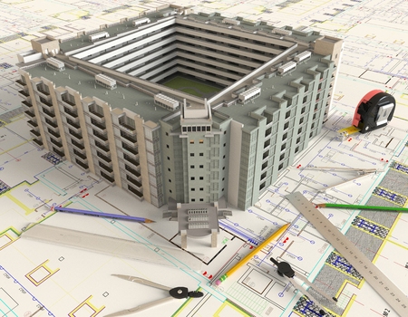 3D rendering of the house architectural drawing and layout