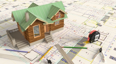 3D rendering of the house architectural drawing and layout