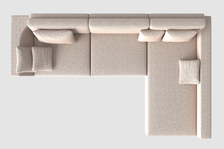 3D Rendering Sofa Top View Isolated On White