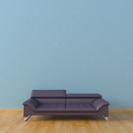 3d Illustration of a sofa against the background of the wallの写真素材