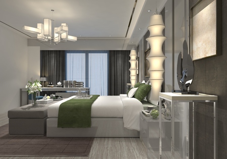 3D illustration bedroom Interior of a modern styleの写真素材