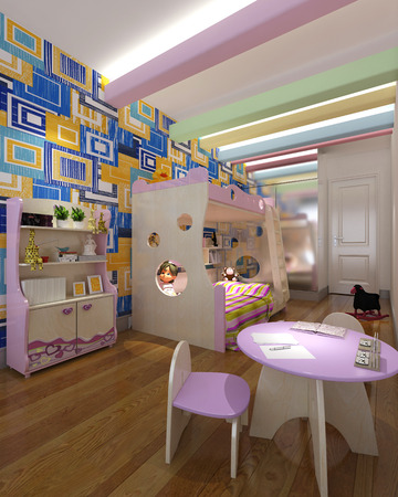 3D illustration bedroom Interior of a modern styleの写真素材