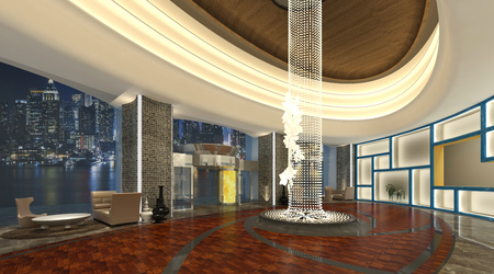 Interior of hotel reception hall 3D illustrationの写真素材