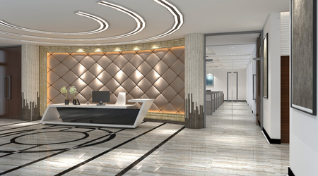 Interior of hotel reception hall 3D illustrationの写真素材
