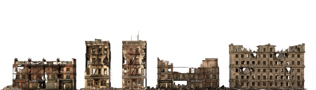 3D illustration ruined building isolated on white.の写真素材