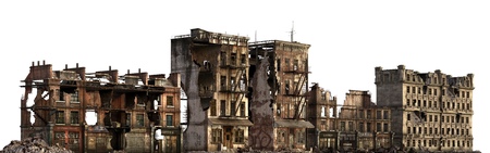 3D illustration ruined building isolated on white.の写真素材